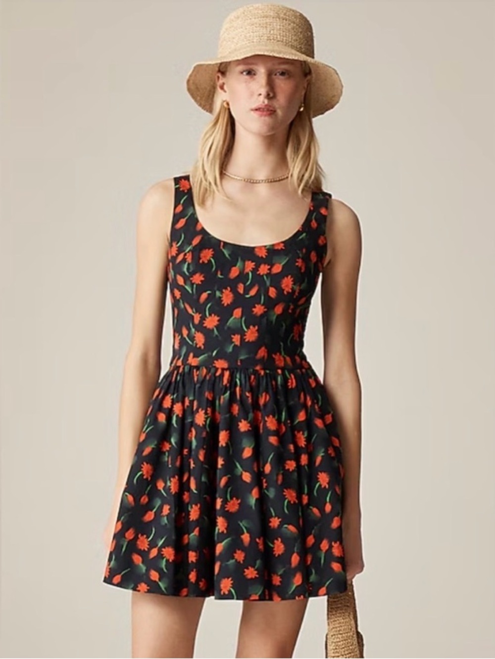 J Crew Fit-and-flare Mini Dress in Painted Daisy Print Size 10